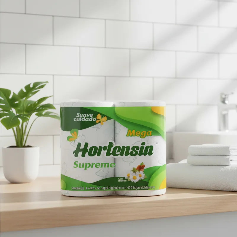 Papel Higiénico Mega Hortensia Supreme 4 rollos C/20